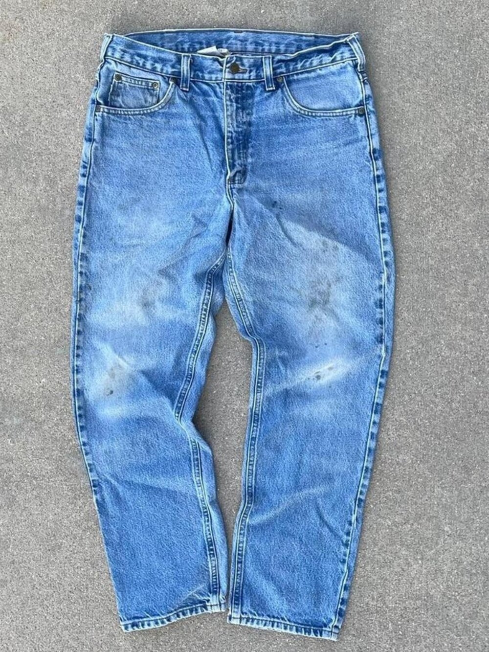 Vintage Faded Workwear Blue Jeans